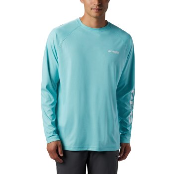 Pánské Mikiny Columbia PFG Terminal Deflector Long Sleeve Big Světle Tyrkysové Bílé XKAWBT041